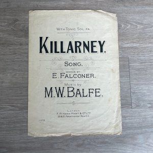 KILLARNEY SONG | Words By E. FALCONER | Music by M.W. BALFE | London